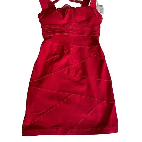 Windsor Red Dress Womens Junior Size 7 Strappy Back Side Zip NEW - Picture 3 of 13